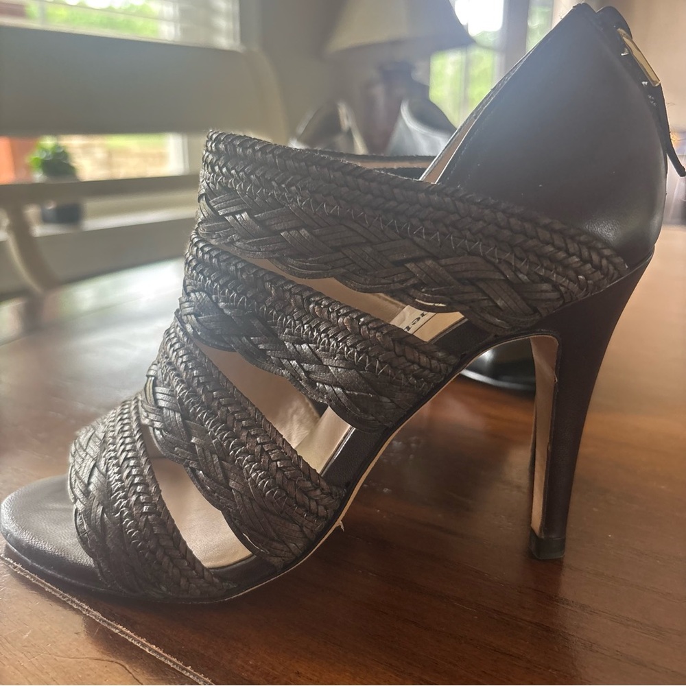LK Bennett Black Woven Strap Heels